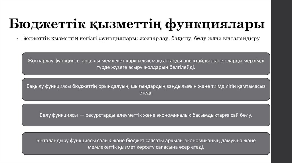 Бюджеттік қызметтің функциялары