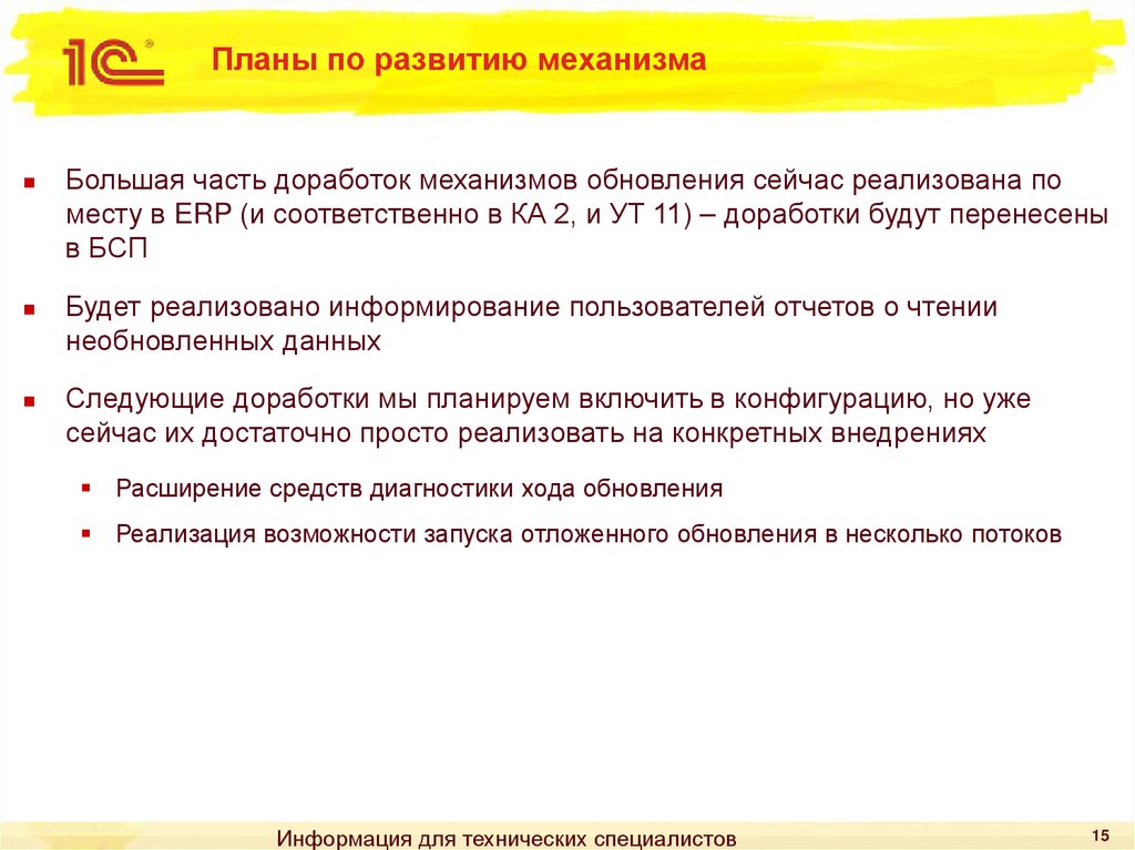 Планы по развитию механизма