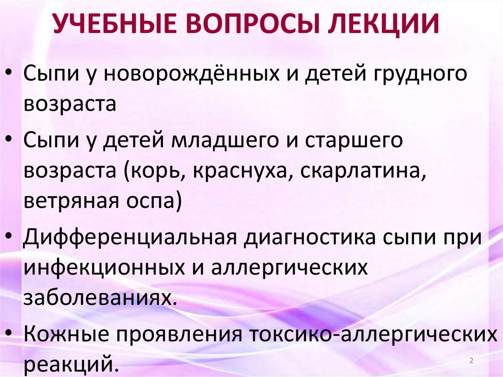 УЧЕБНЫЕ ВОПРОСЫ ЛЕКЦИИ