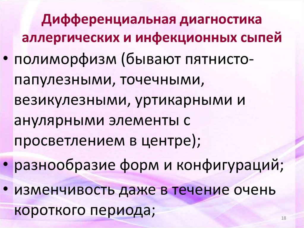 Дифференциальная диагностика аллергических и инфекционных сыпей