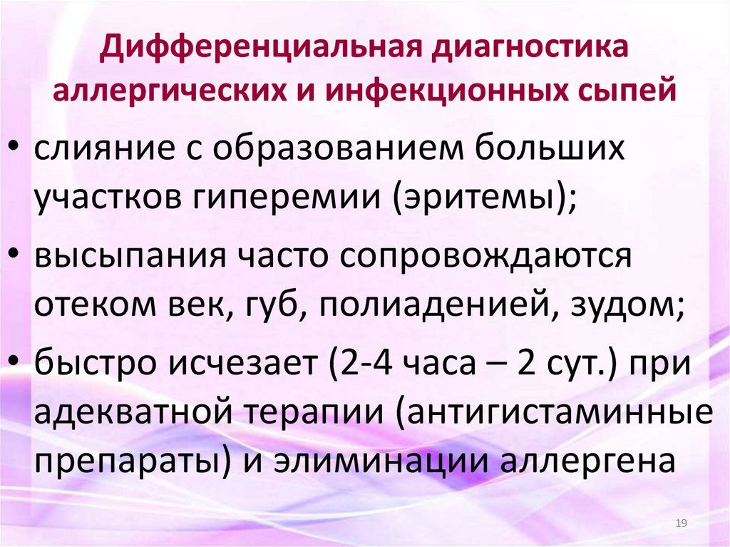 Дифференциальная диагностика аллергических и инфекционных сыпей