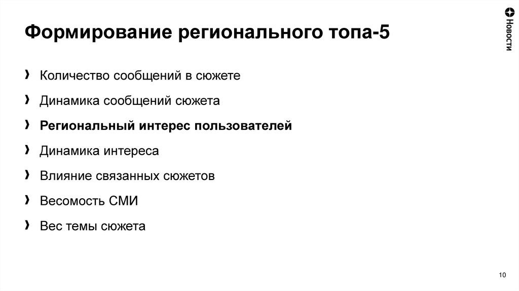 Формирование регионального топа-5