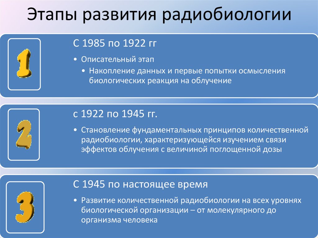 Этапы развития радиобиологии
