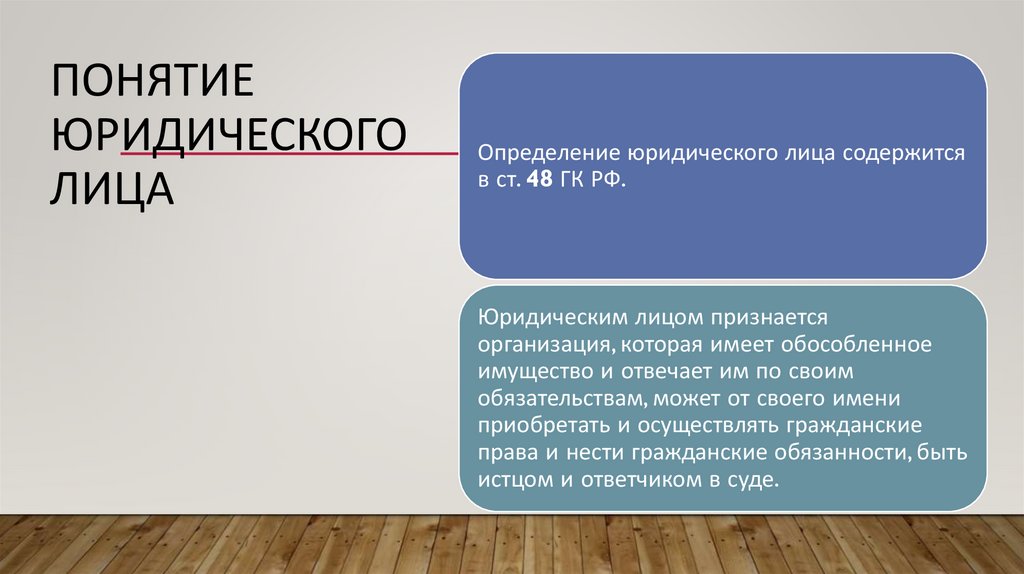 Понятие юридического лица