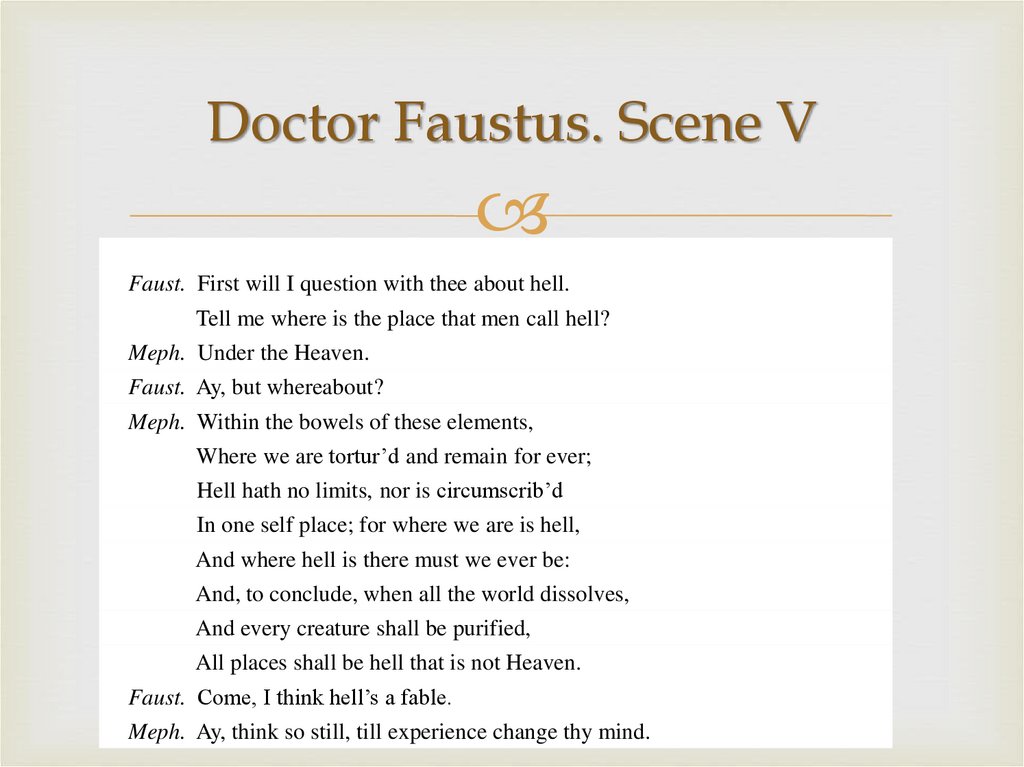 Doctor Faustus. Scene V