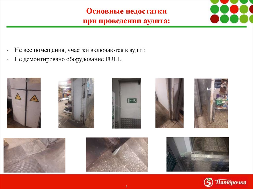 Основные недостатки при проведении аудита: