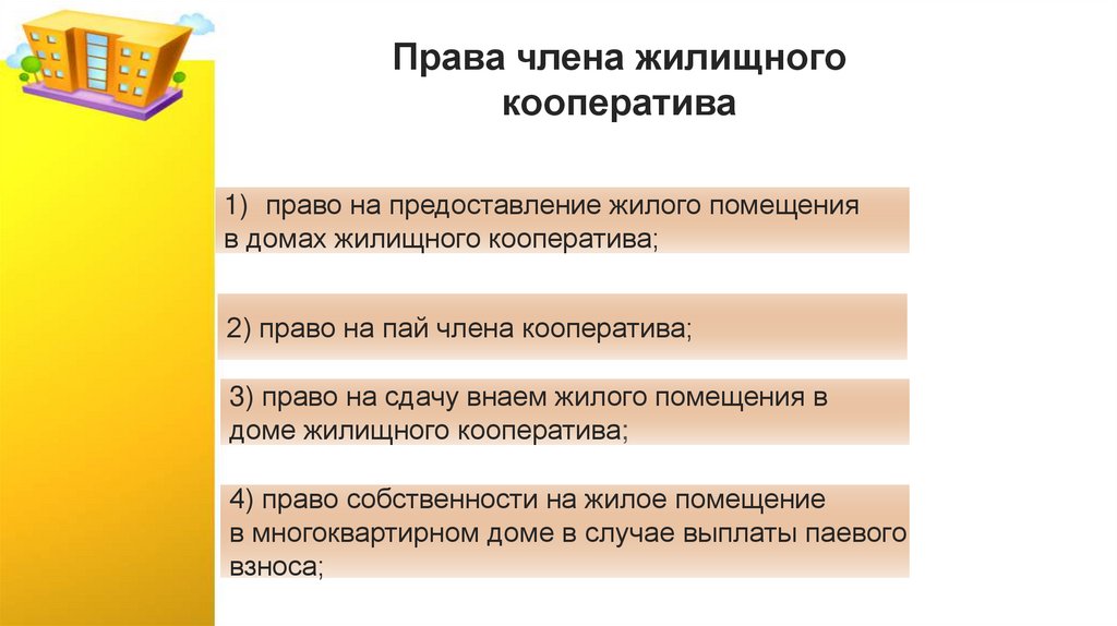 Права члена жилищного кооператива