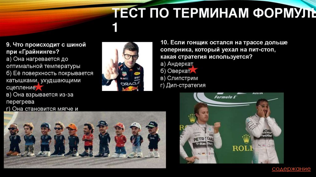 Тест по терминам Формулы-1