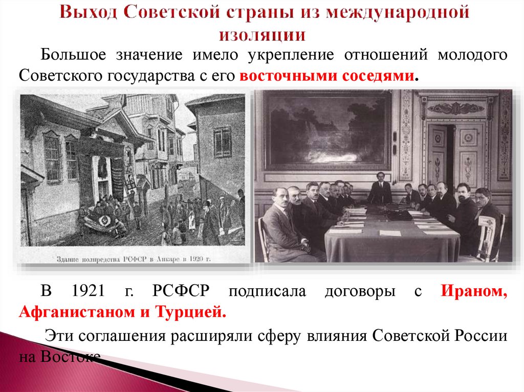 Выход Советской страны из международной изоляции