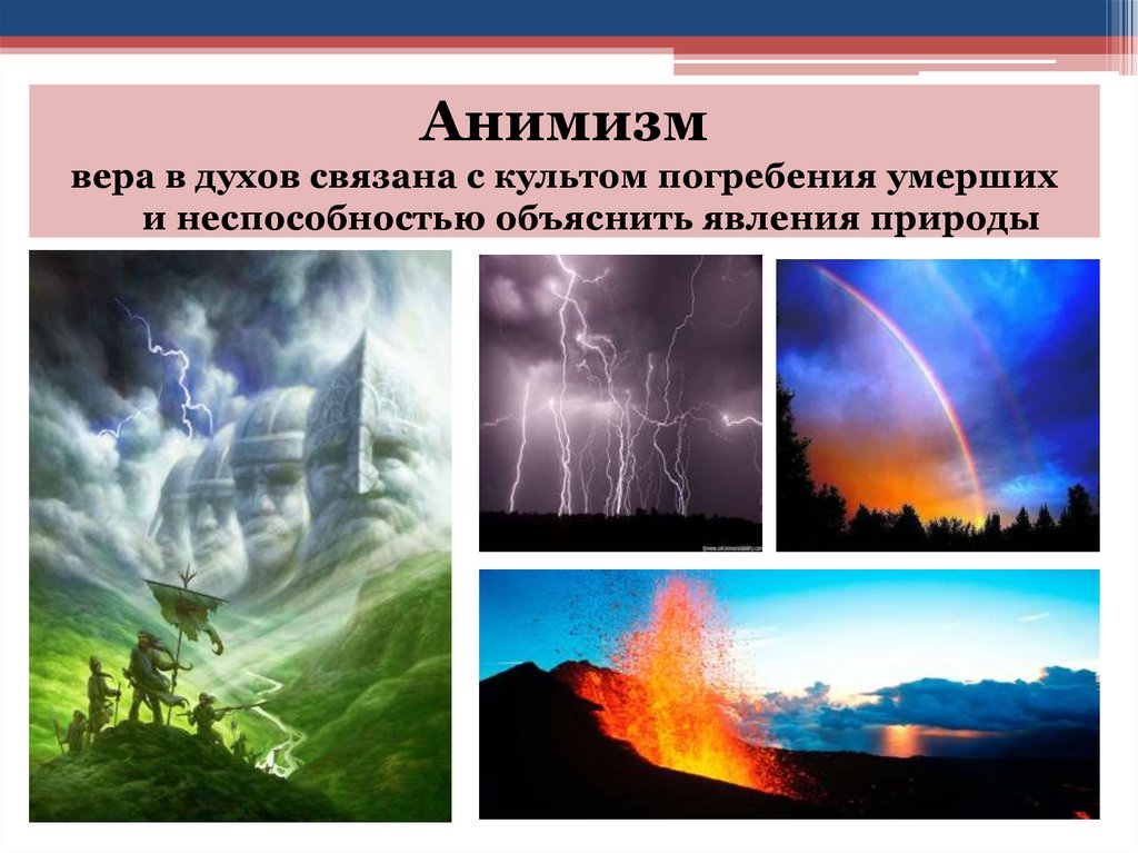 Анимизм вера в духов связана с культом погребения умерших и неспособностью объяснить явления природы
