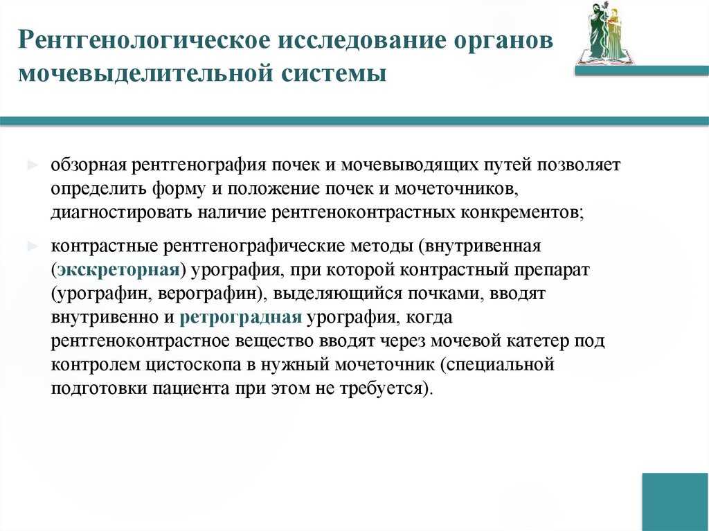 Рентгенологическое исследование органов мочевыделительной системы