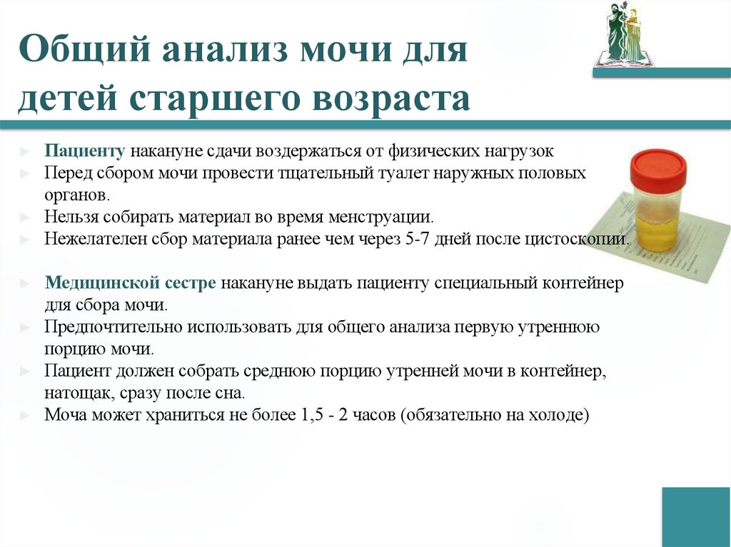 Общий анализ мочи для детей старшего возраста