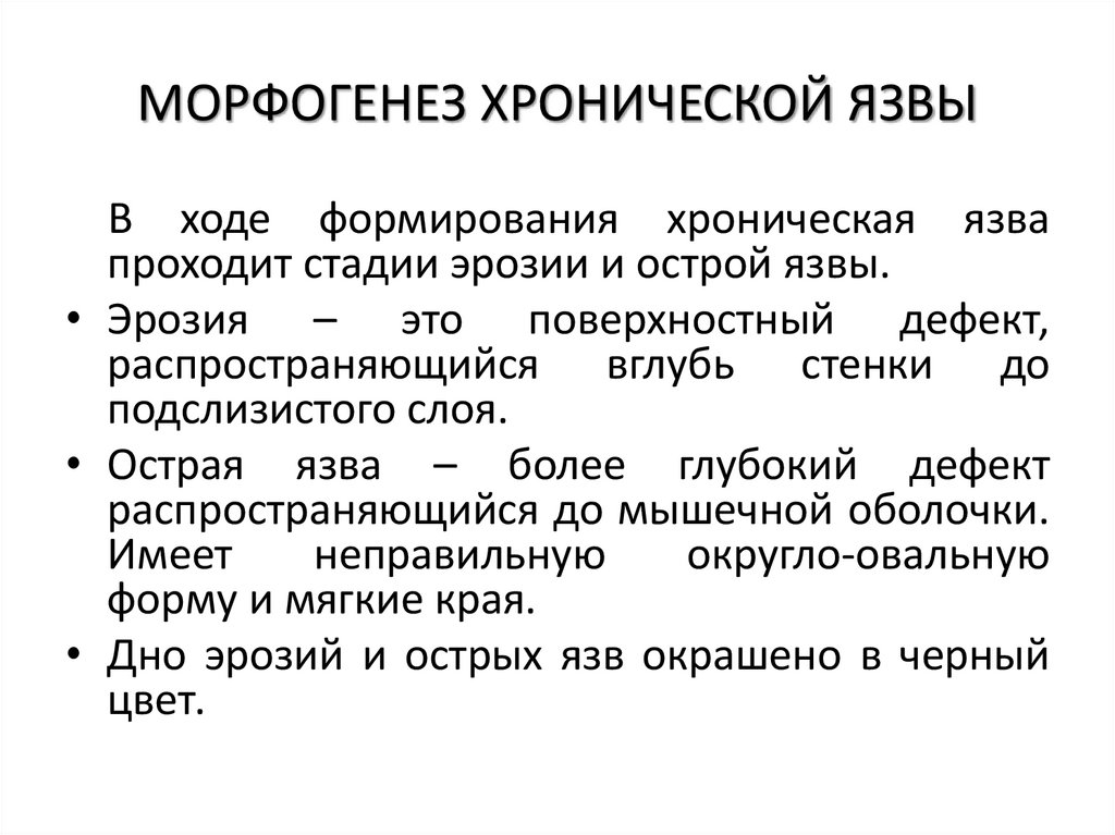 МОРФОГЕНЕЗ ХРОНИЧЕСКОЙ ЯЗВЫ