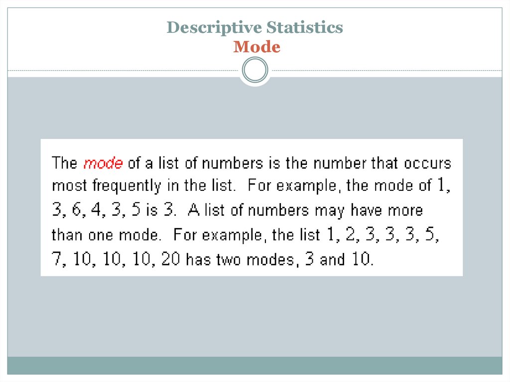 Descriptive Statistics Mode