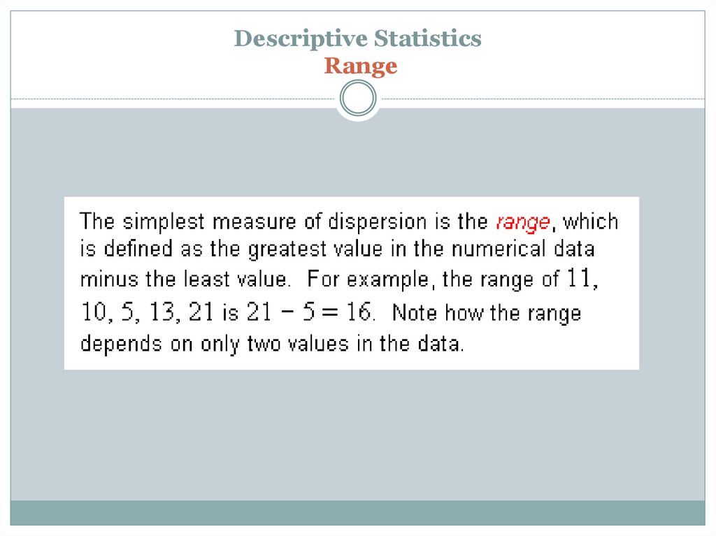 Descriptive Statistics Range