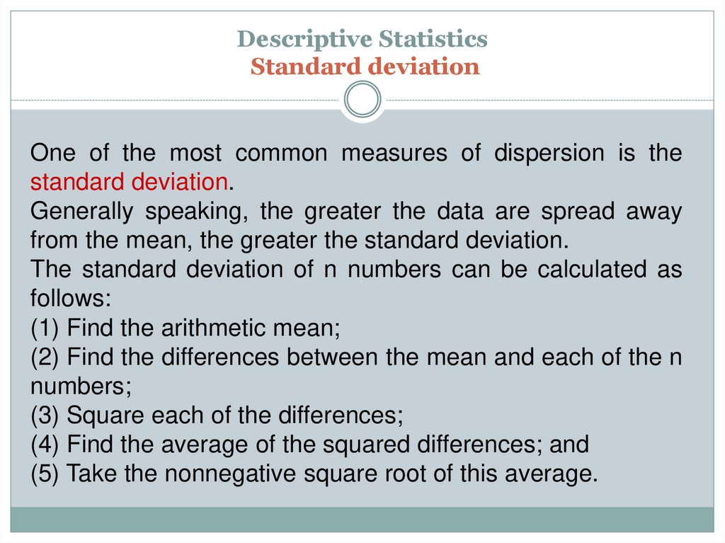 Descriptive Statistics Standard deviation