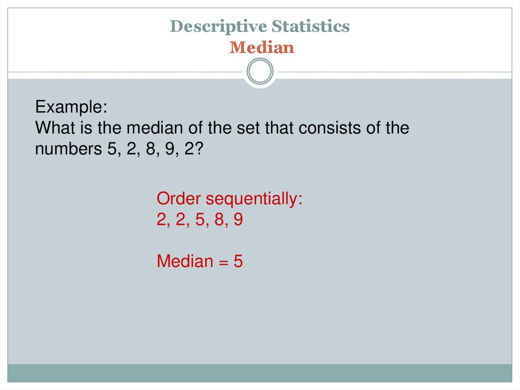 Descriptive Statistics Median