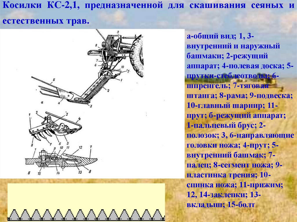 Косилки КС-2,1, предназначенной для скашивания сеяных и естественных трав.