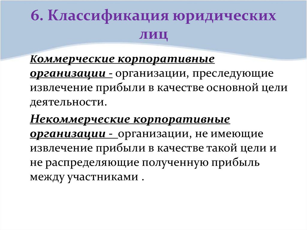 6. Классификация юридических лиц
