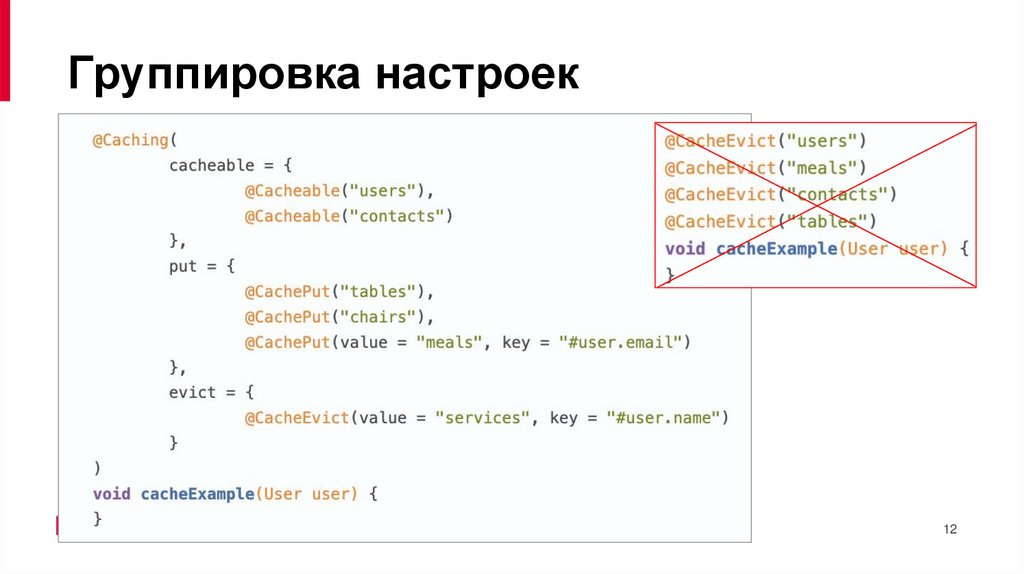 Группировка настроек