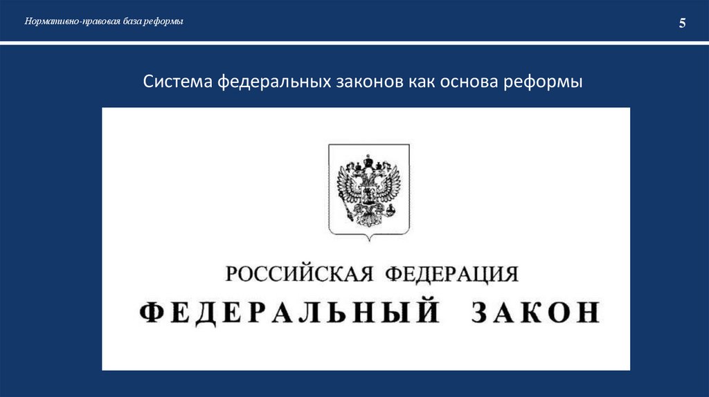 Нормативно-правовая база реформы