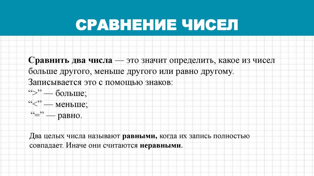 СРАВНЕНИЕ ЧИСЕЛ