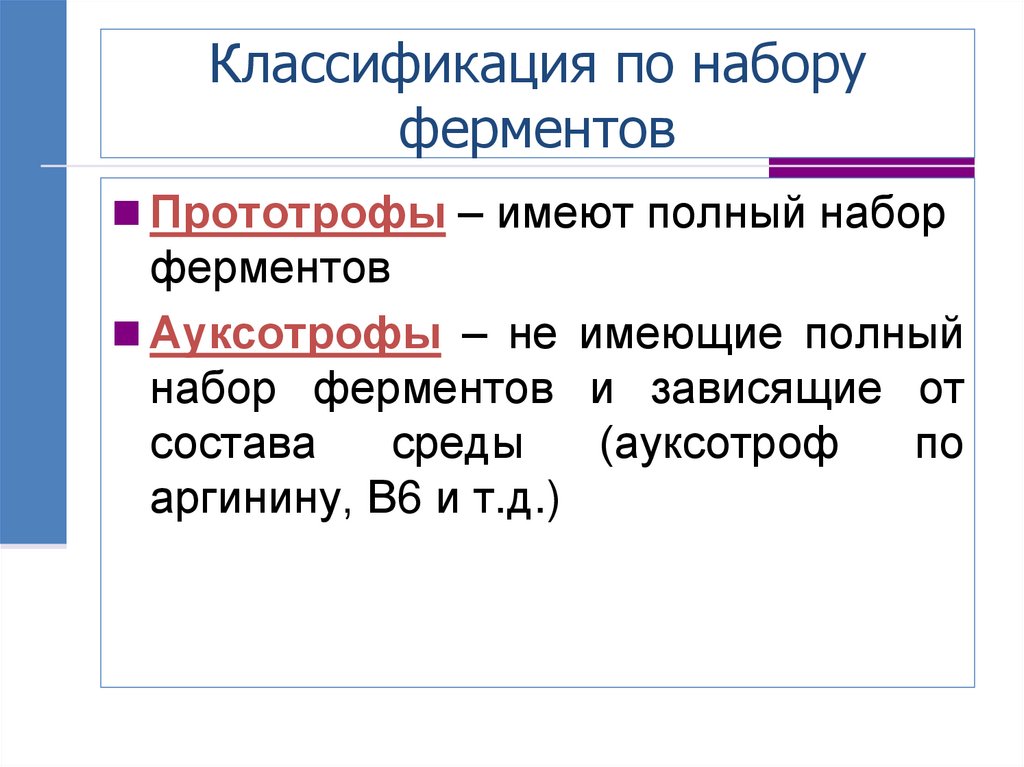 Классификация по набору ферментов