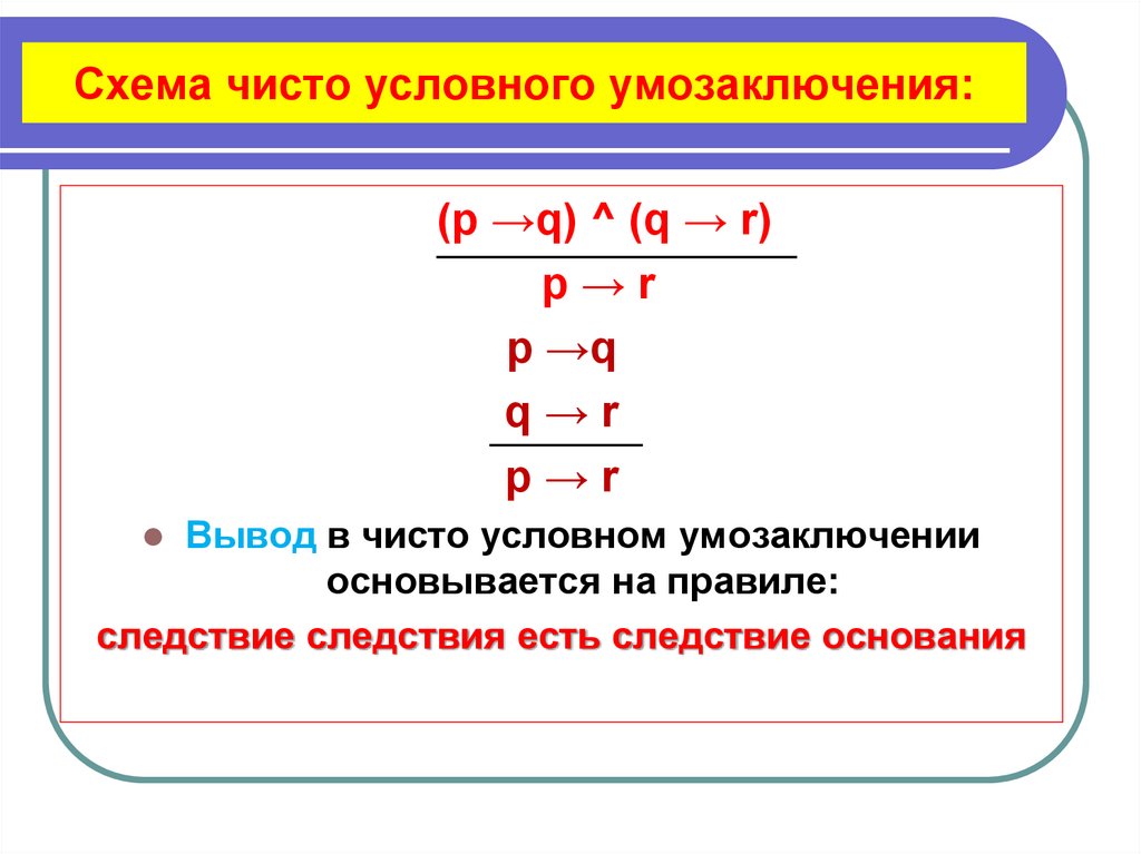 Схема чисто условного умозаключения: