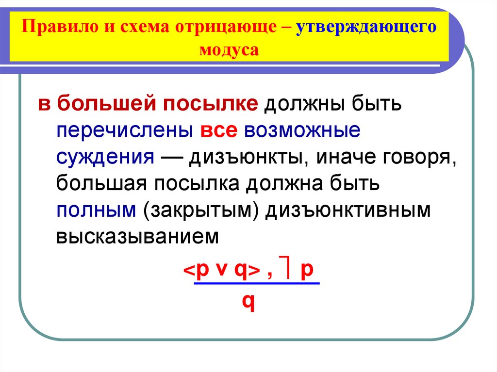 Правило и схема отрицающе – утверждающего модуса
