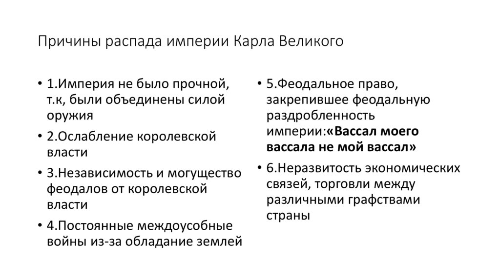 Причины распада империи Карла Великого