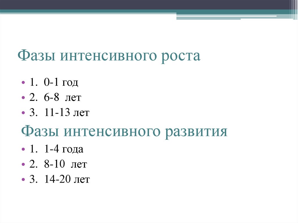 Фазы интенсивного роста