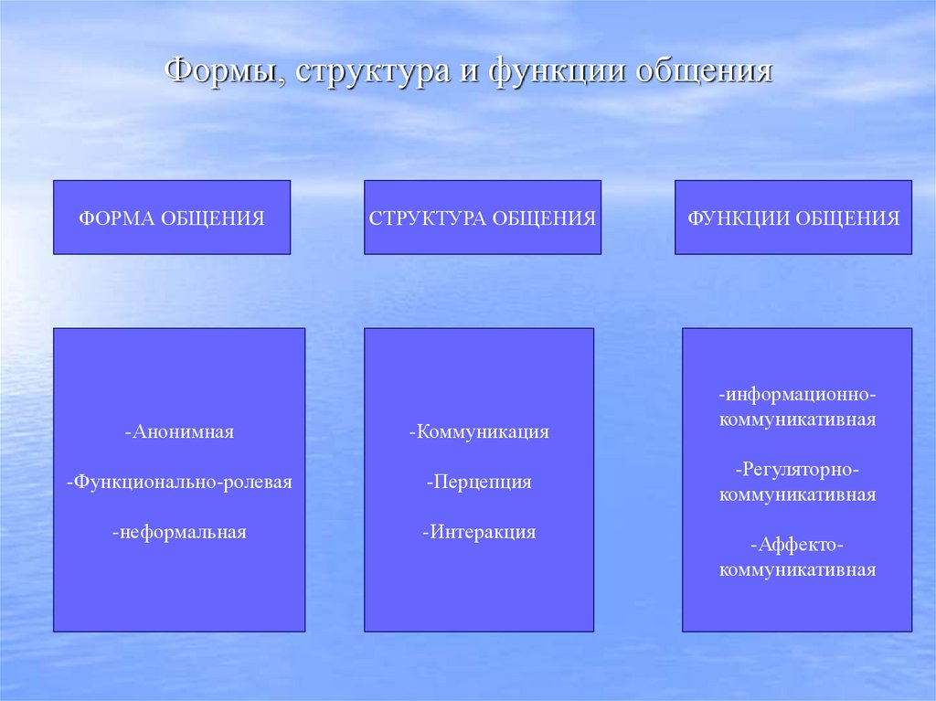 Формы, структура и функции общения