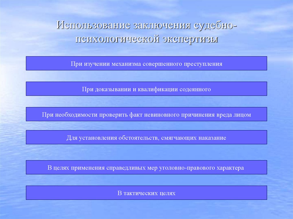 Использование заключения судебно-психологической экспертизы