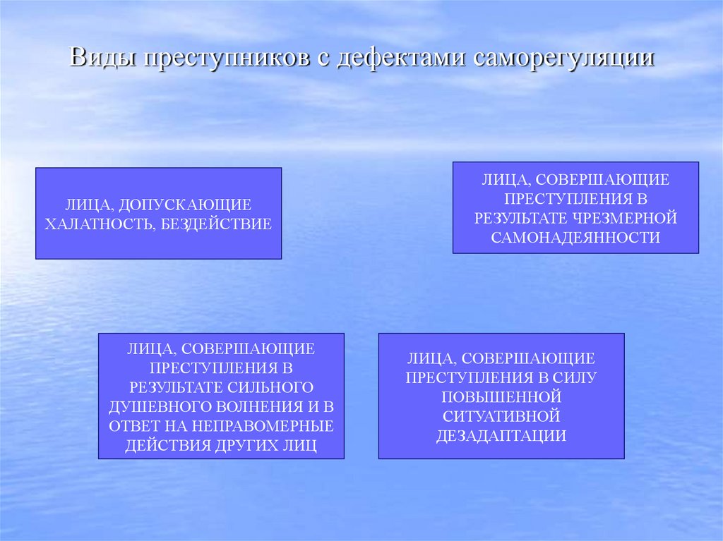 Виды преступников с дефектами саморегуляции