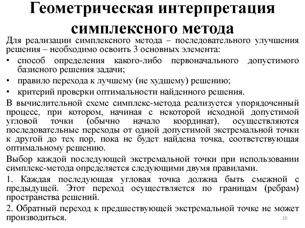 Геометрическая интерпретация симплексного метода