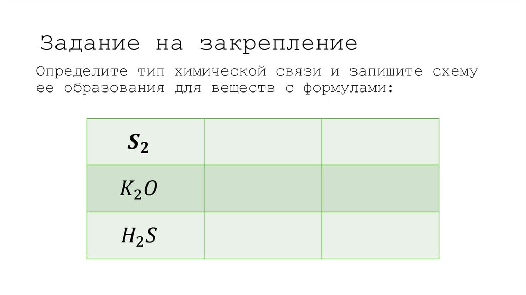 Задание на закрепление