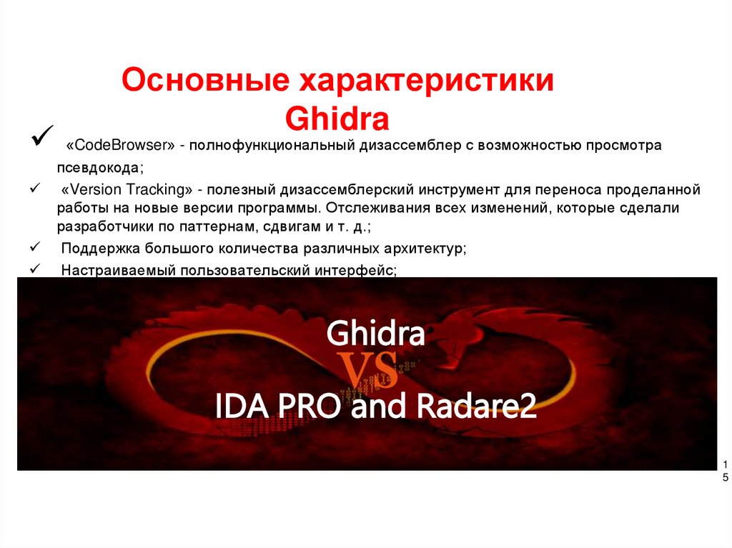 Основные характеристики Ghidra