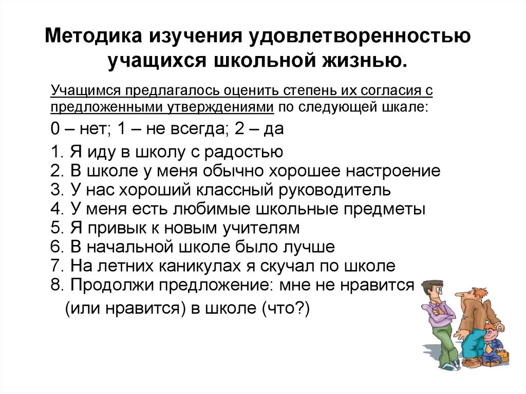 Методика изучения удовлетворенностью учащихся школьной жизнью.