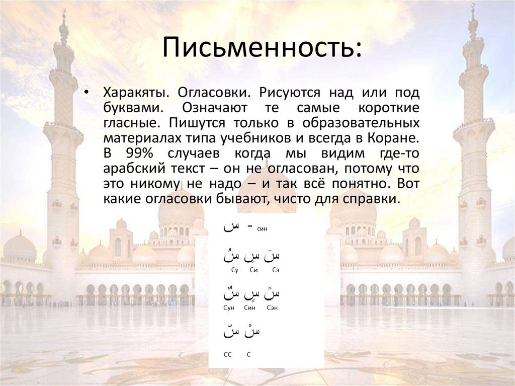 Письменность: