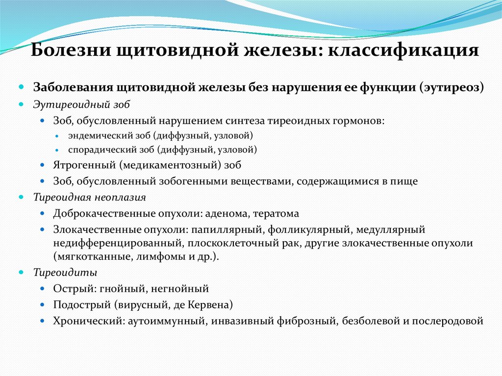 Болезни щитовидной железы: классификация
