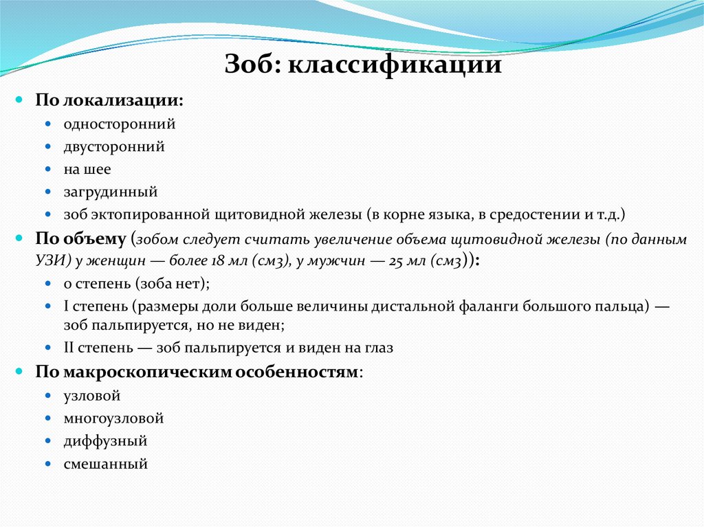 Зоб: классификации