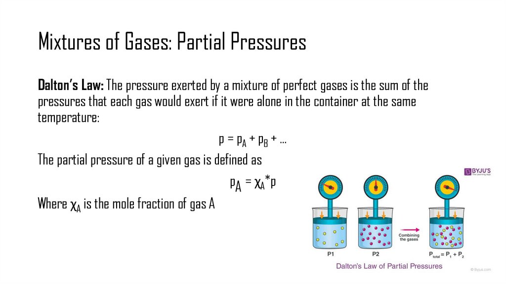 Mixtures of Gases: Partial Pressures