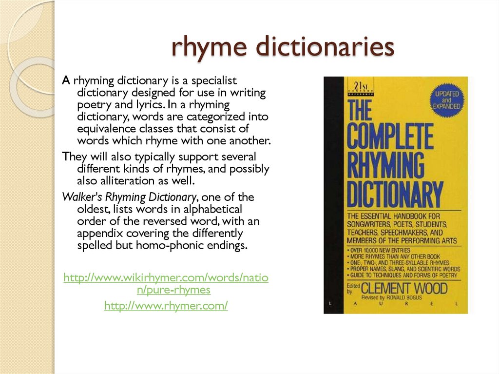 rhyme dictionaries