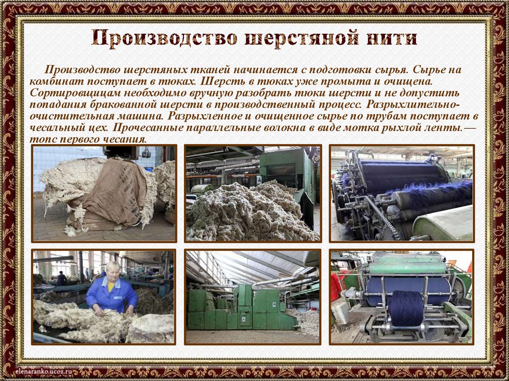 Производство шерстяной нити
