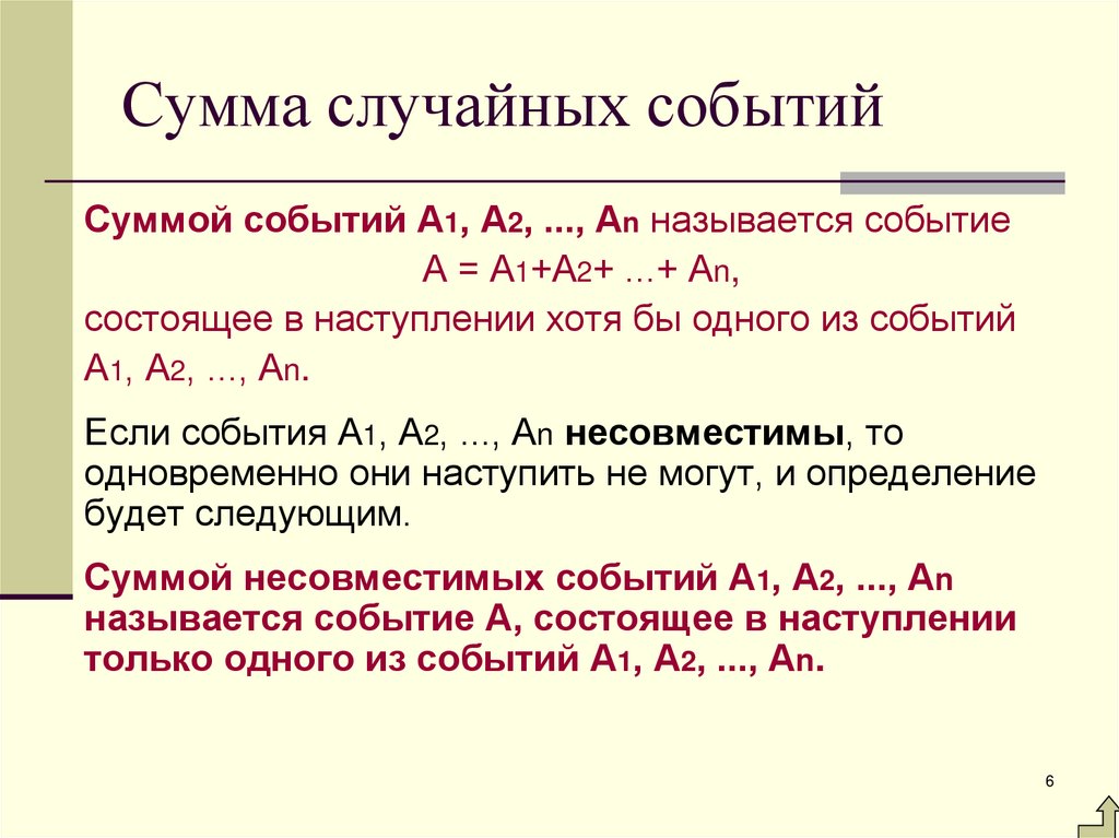 Сумма случайных событий