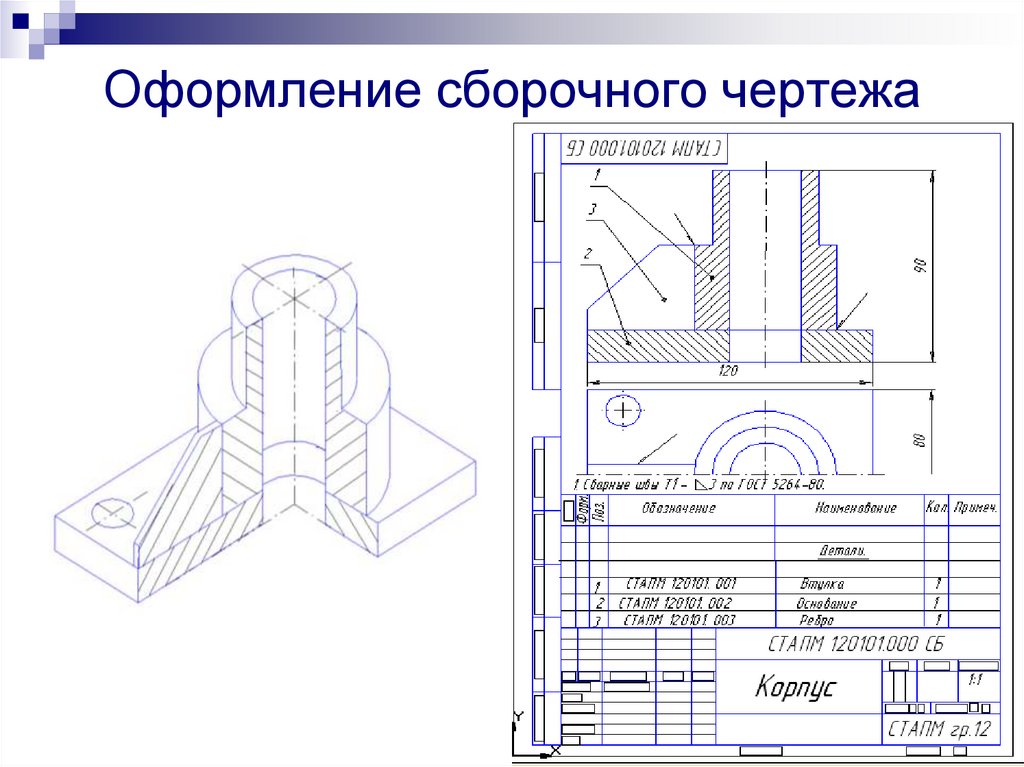 Оформление сборочного чертежа