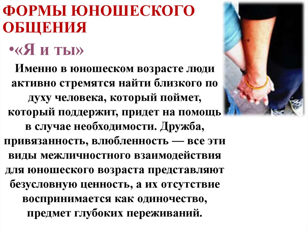 ФОРМЫ ЮНОШЕСКОГО ОБЩЕНИЯ