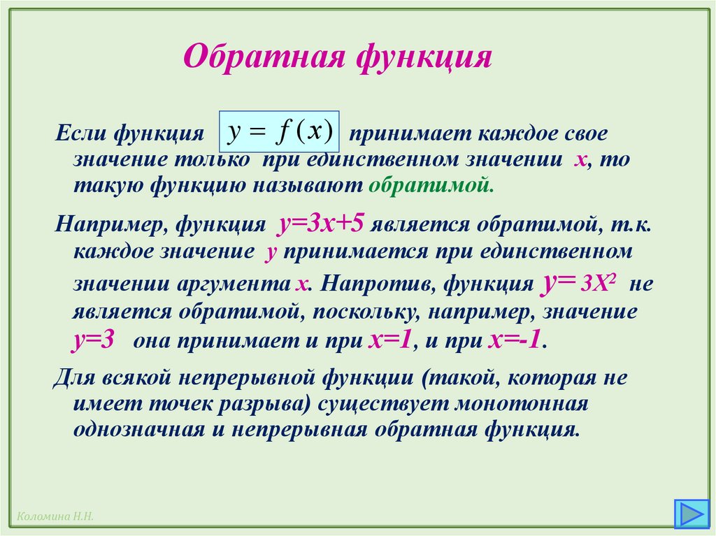 Обратная функция