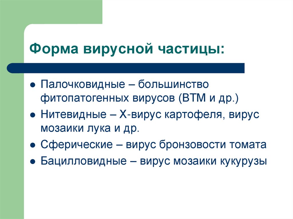 Форма вирусной частицы: