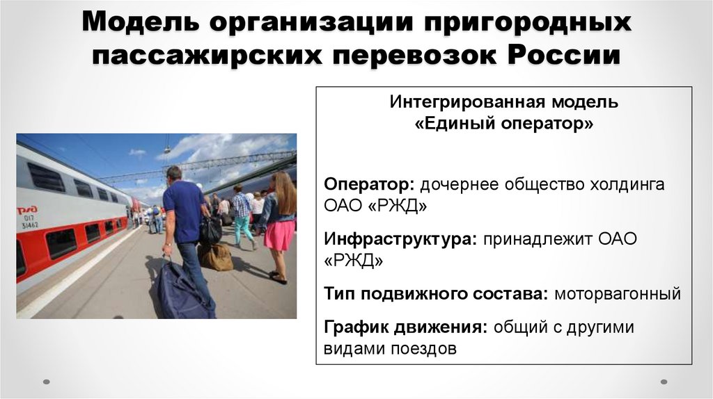 Модель организации пригородных пассажирских перевозок России